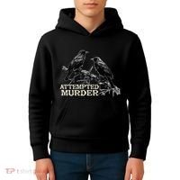 Funny Attempted Murder Crow Kids Hoodie thumb 4
