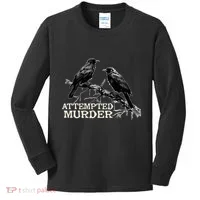 Funny Attempted Murder Crow Kids Long Sleeve Shirt thumb 0