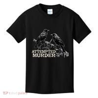 Funny Attempted Murder Crow Kids T-Shirt thumb 0