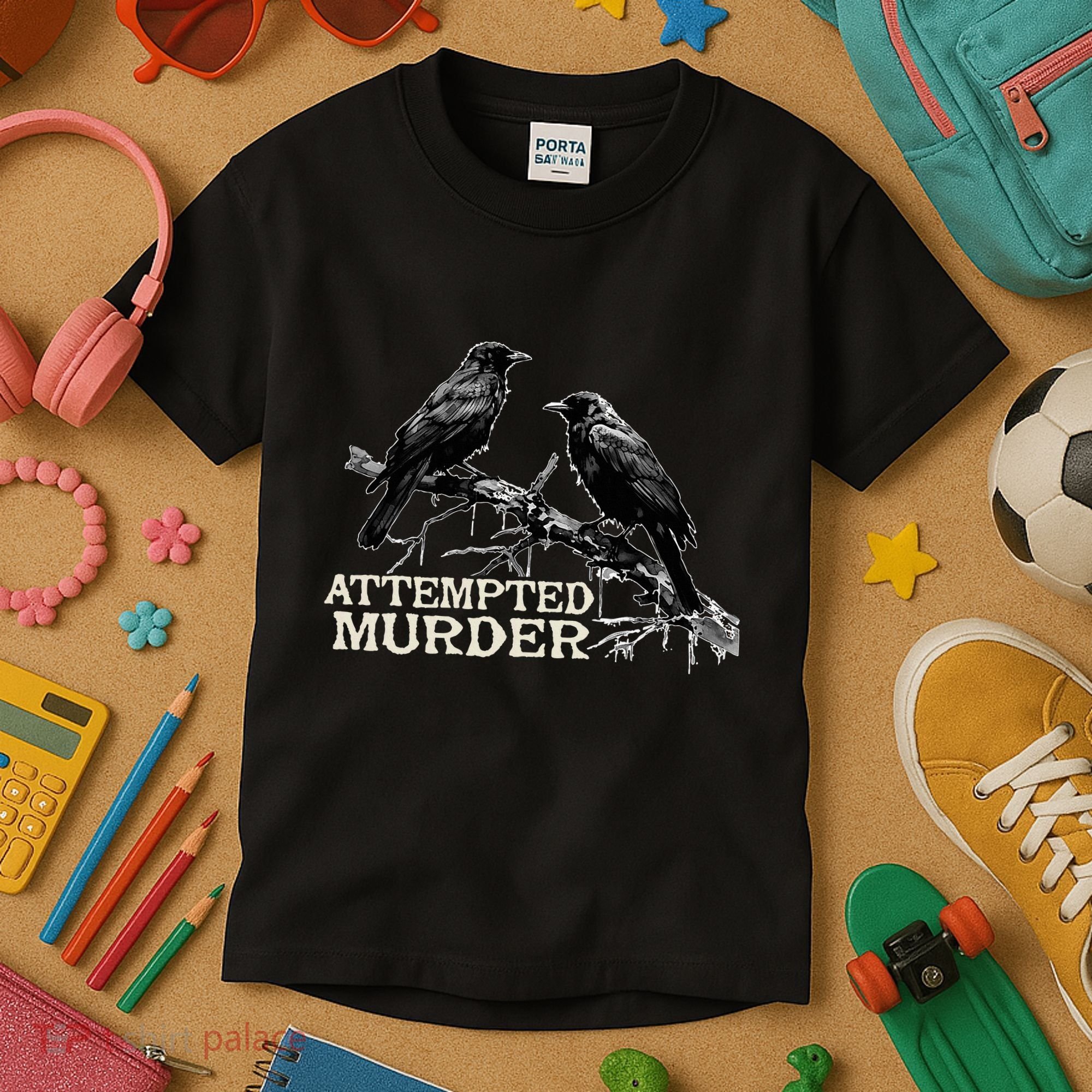 Funny Attempted Murder Crow Kids T-Shirt
