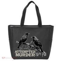 Funny Attempted Murder Crow Tote Bag thumb 0