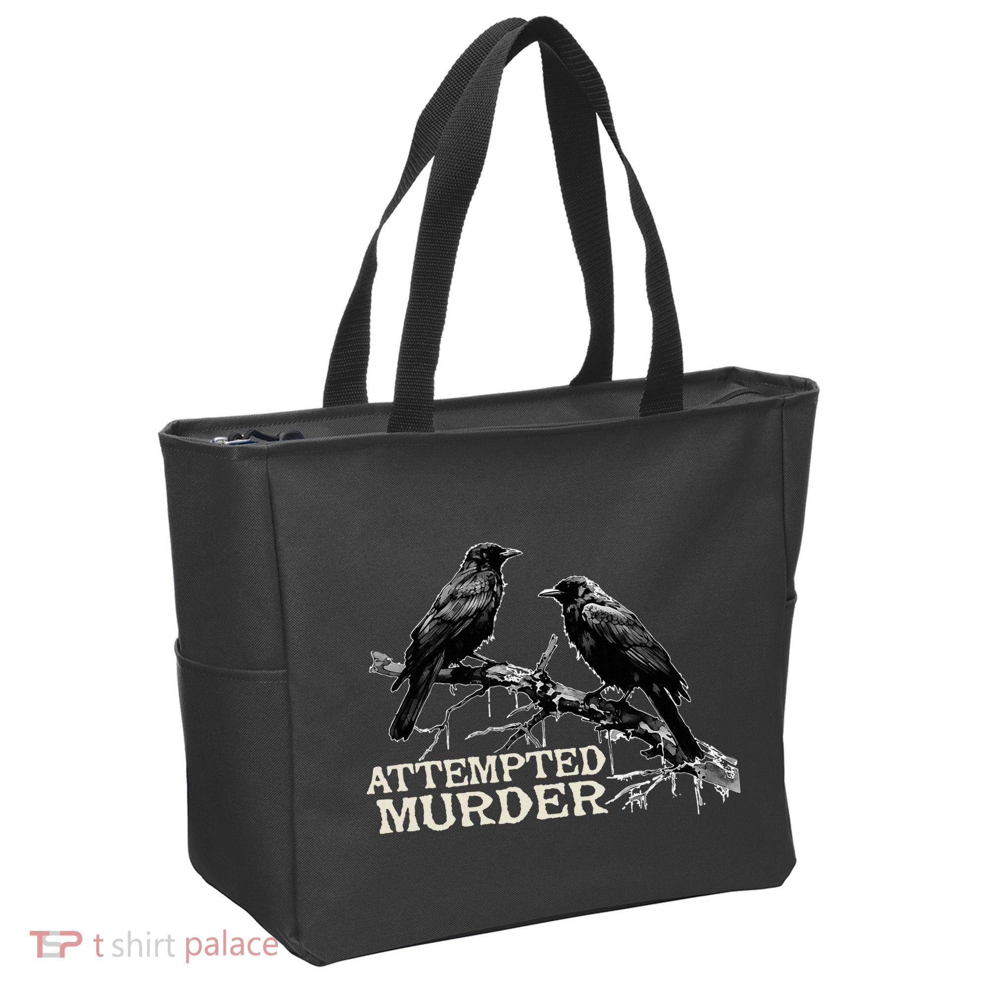 Funny Attempted Murder Crow Tote Bag