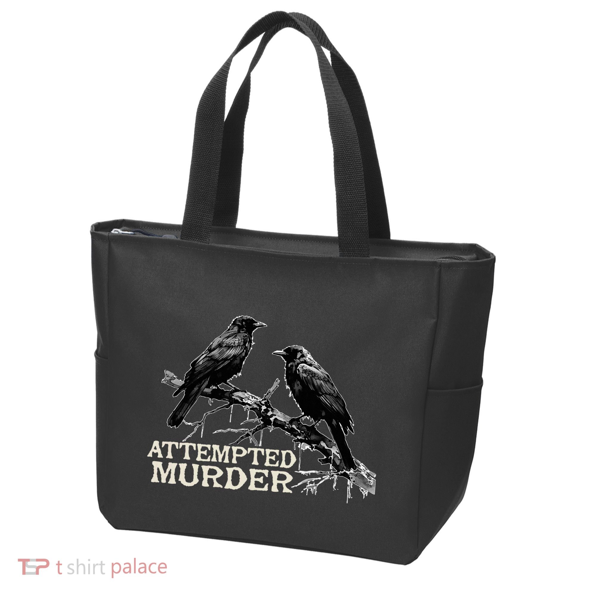 Funny Attempted Murder Crow Tote Bag