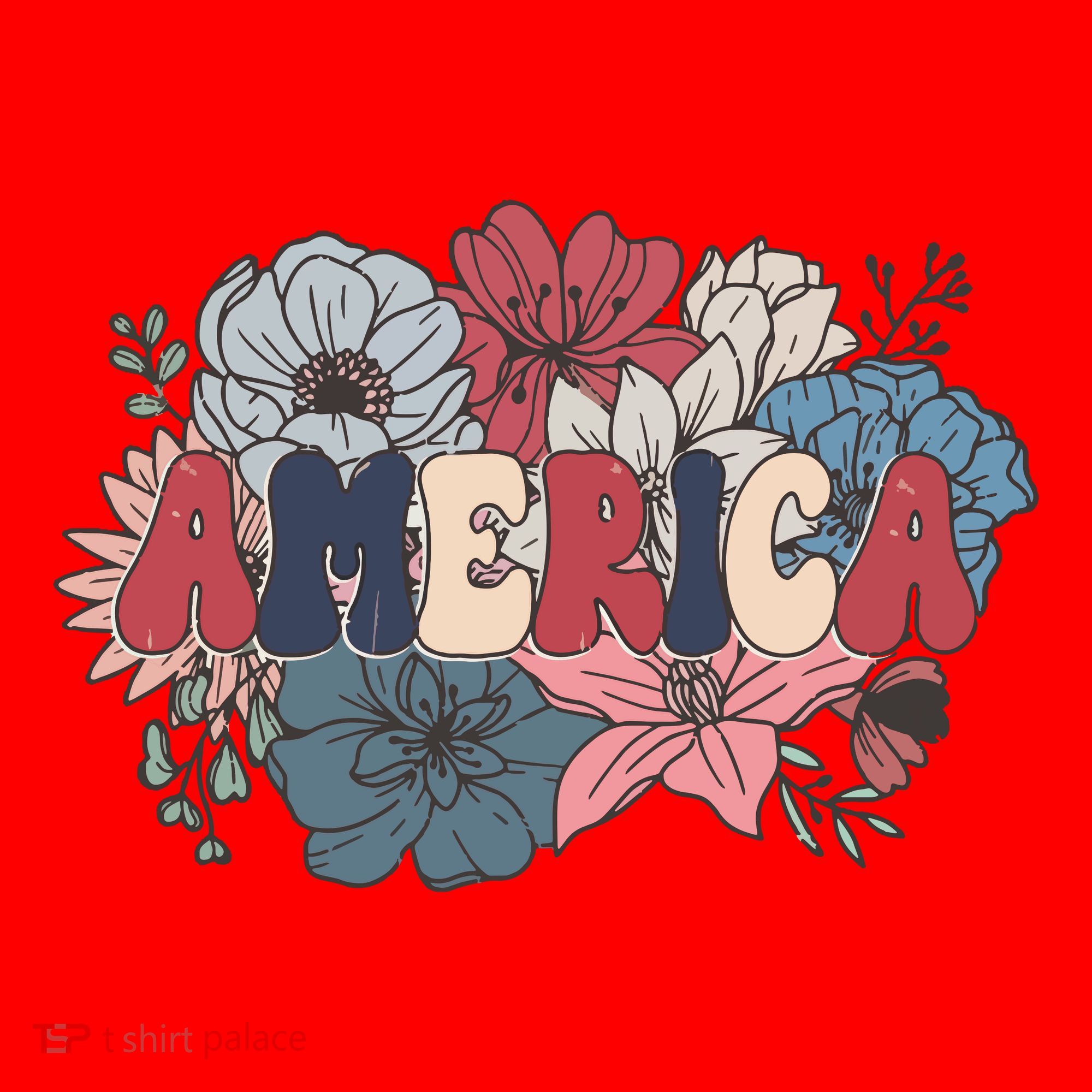 Floral American Mama Retro Mama Santa Hat