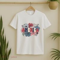 Floral American Mama Retro Mama T-Shirt thumb 2