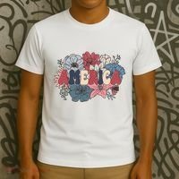 Floral American Mama Retro Mama T-Shirt thumb 3