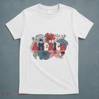 Floral American Mama Retro Mama T-Shirt thumb 5