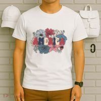 Floral American Mama Retro Mama T-Shirt thumb 6