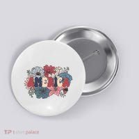 Floral American Mama Retro Mama Button thumb 0