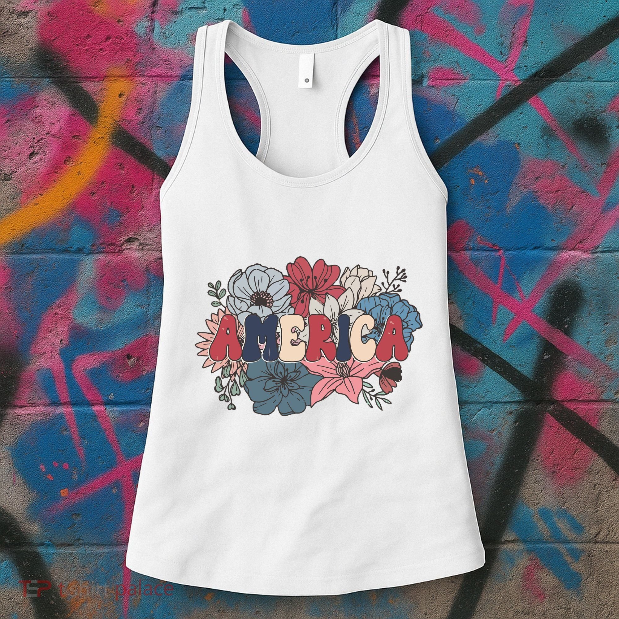 Floral American Mama Retro Mama Women's Tank Top