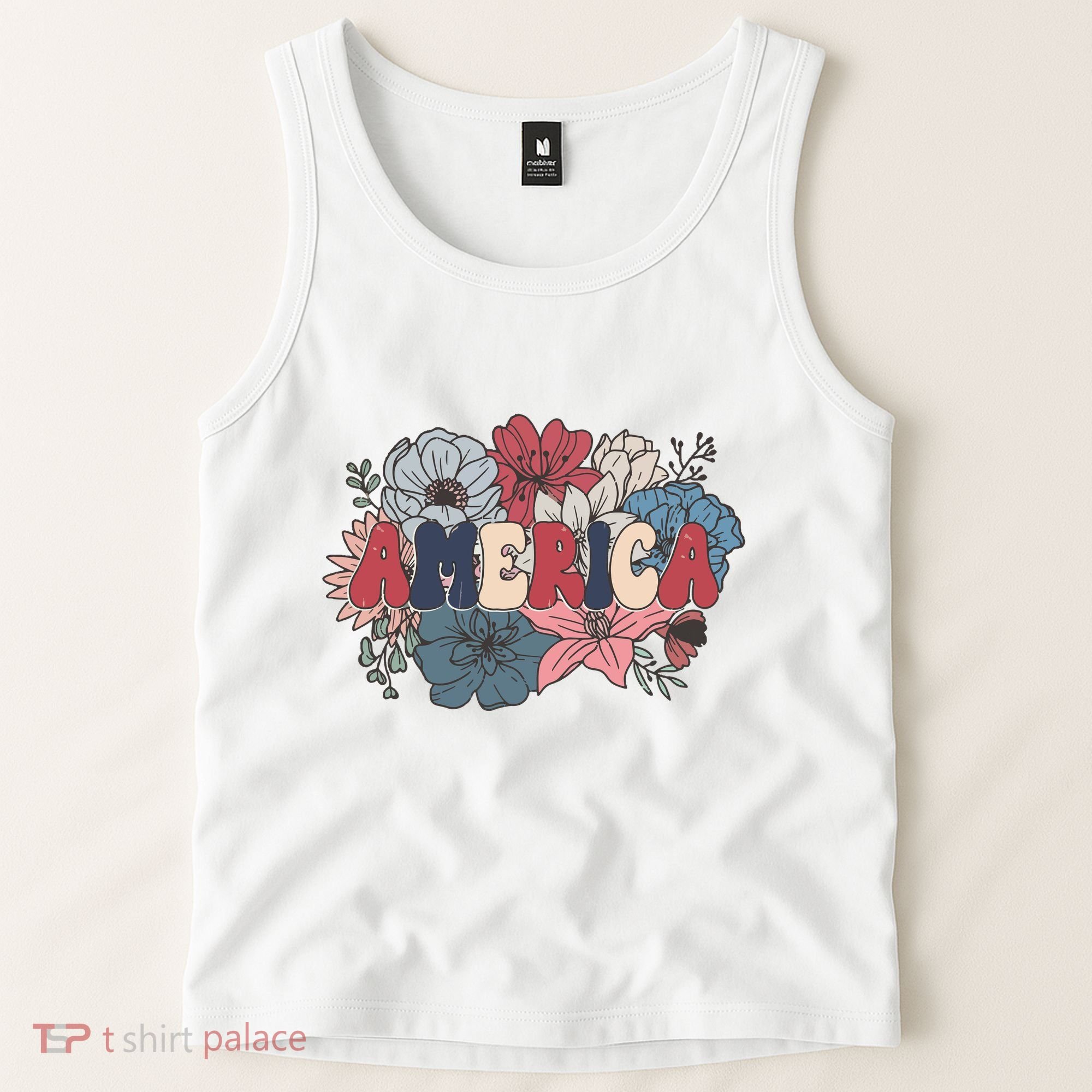 Floral American Mama Retro Mama Tank Top