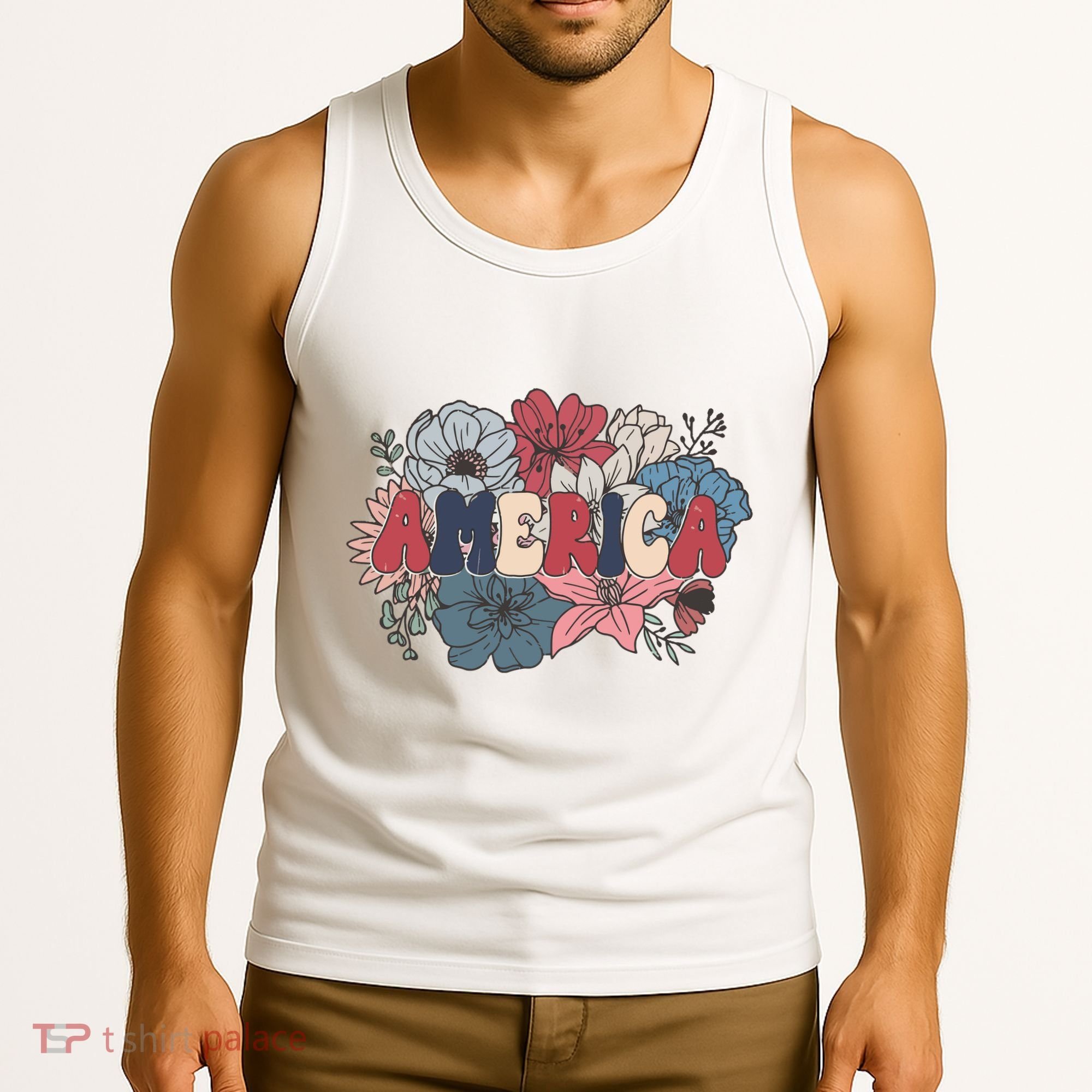 Floral American Mama Retro Mama Tank Top