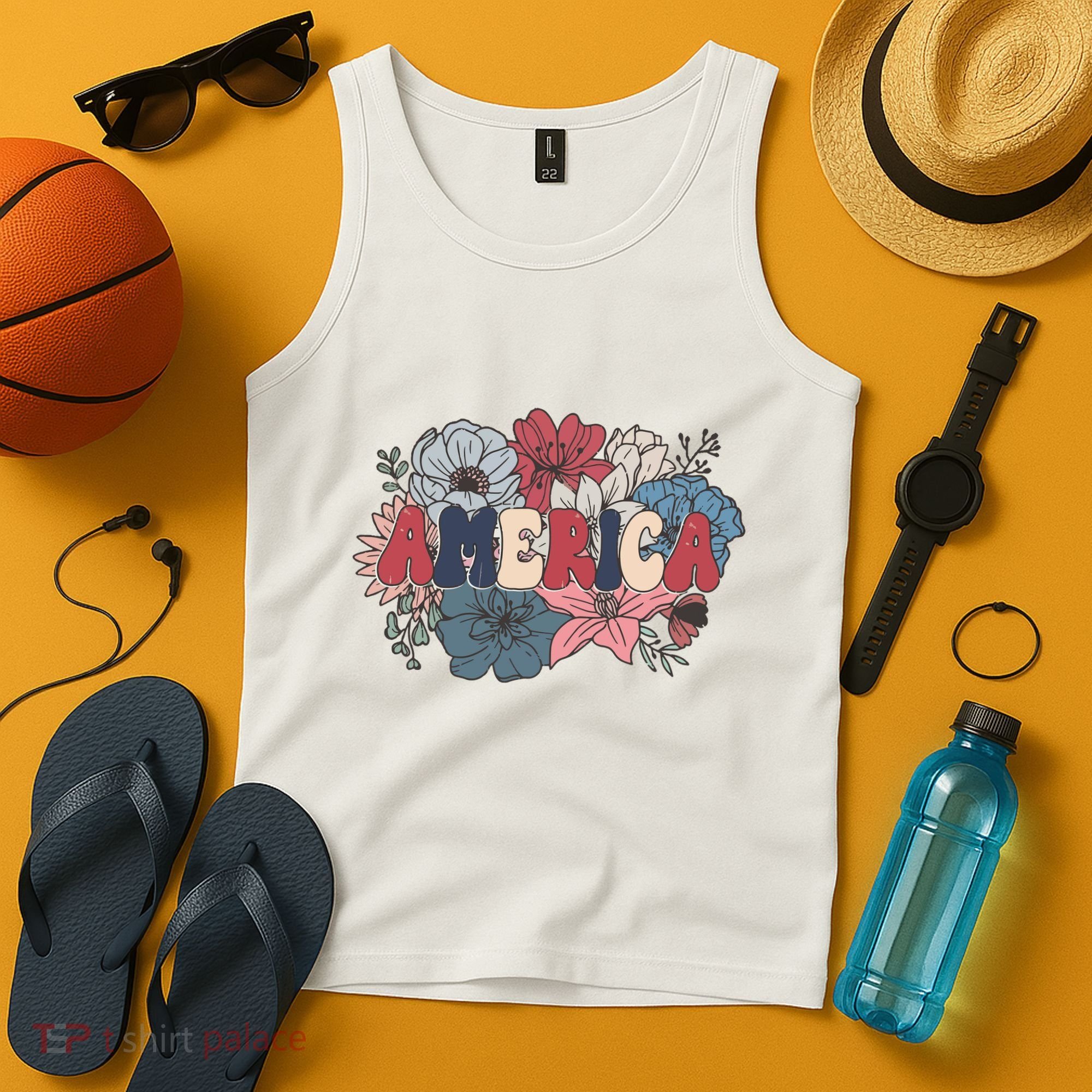 Floral American Mama Retro Mama Tank Top