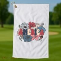Floral American Mama Retro Mama Golf Towel thumb 1