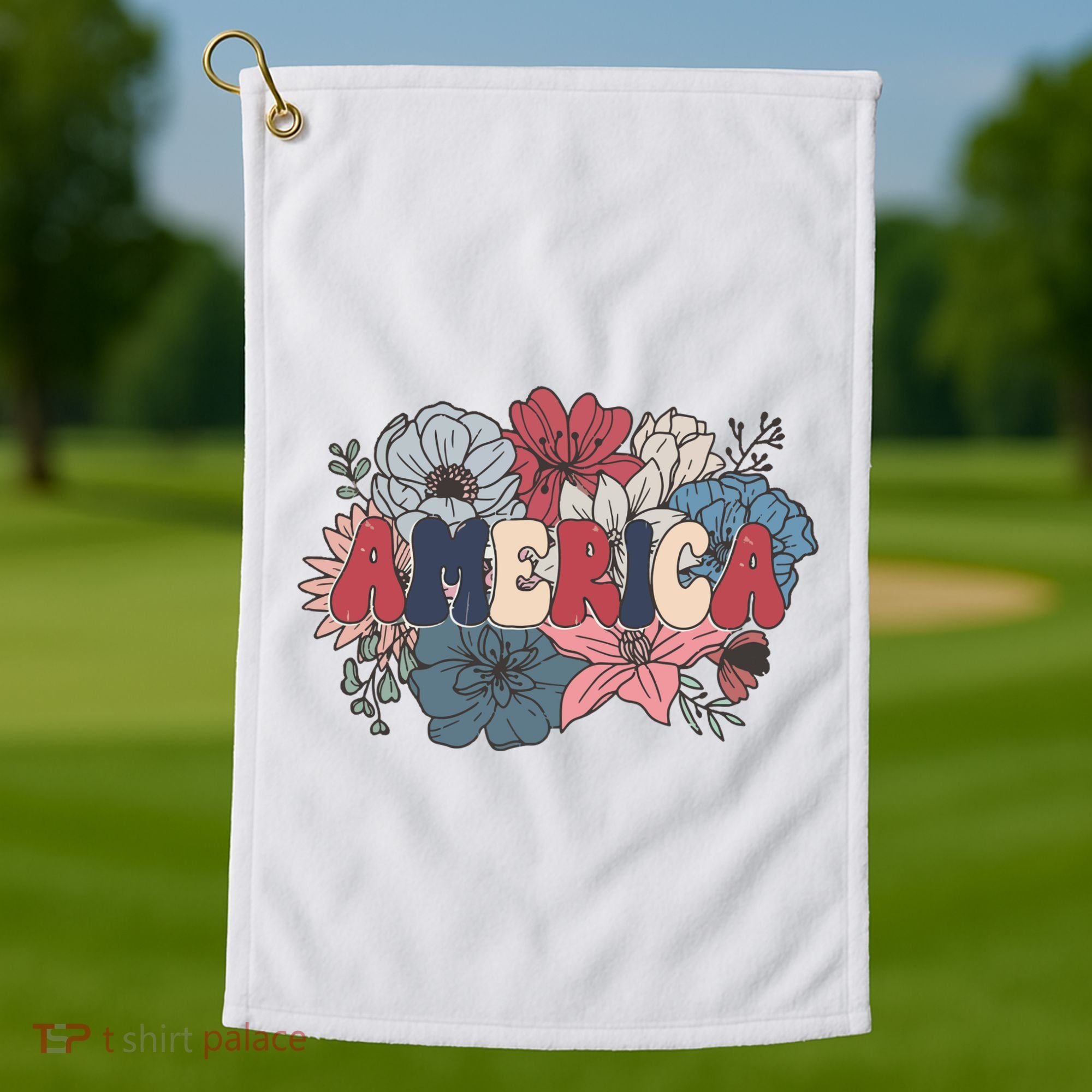 Floral American Mama Retro Mama Golf Towel
