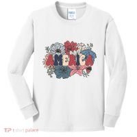 Floral American Mama Retro Mama Kids Long Sleeve Shirt thumb 0