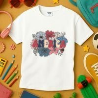 Floral American Mama Retro Mama Kids T-Shirt thumb 3