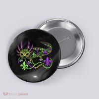 Funny Axolotl Mardi Gras Festival Carnival Button thumb 0