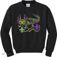 Funny Axolotl Mardi Gras Festival Carnival Kids Sweatshirt thumb 0