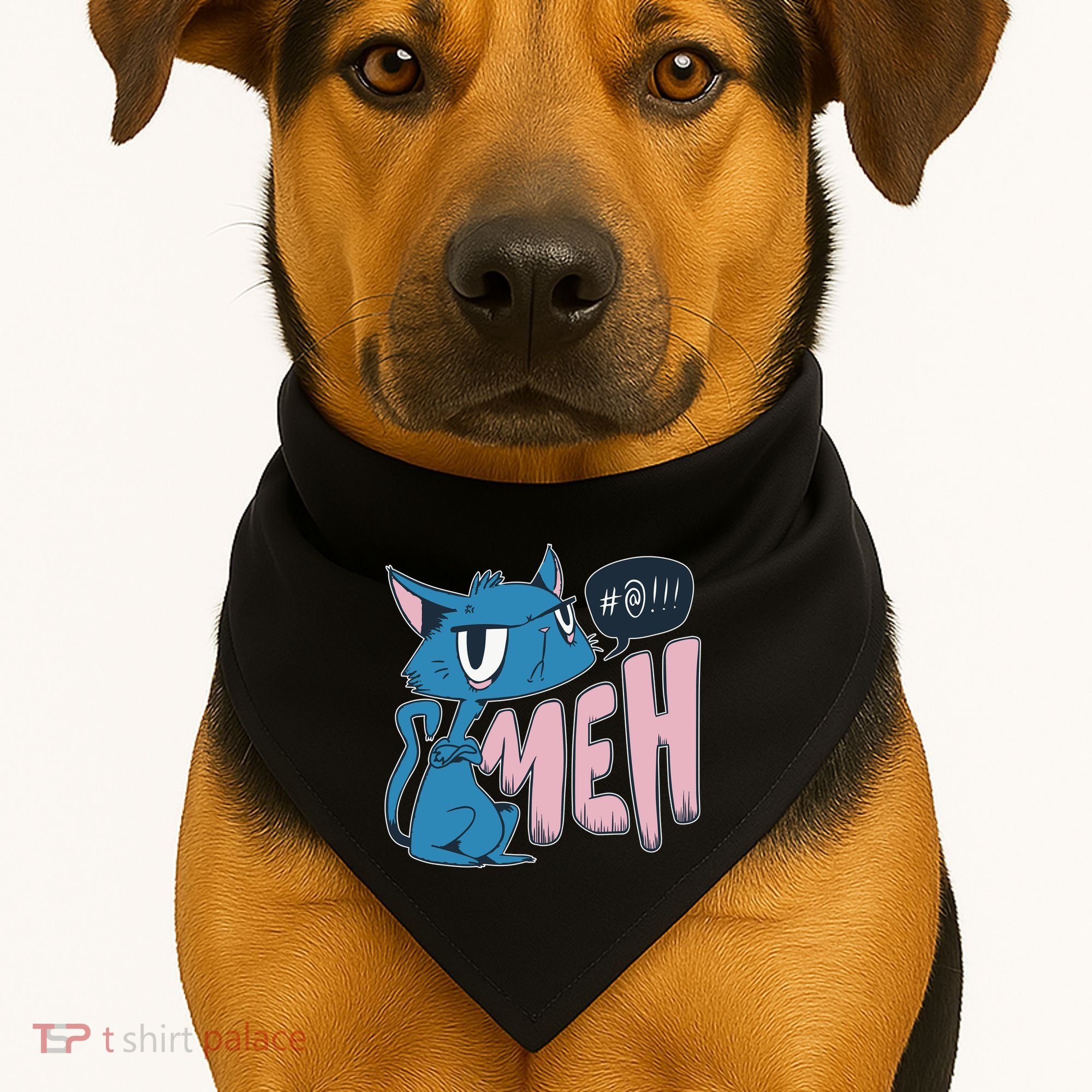 Funny Angry Meh Cat Comic USA-Made Doggie Bandana