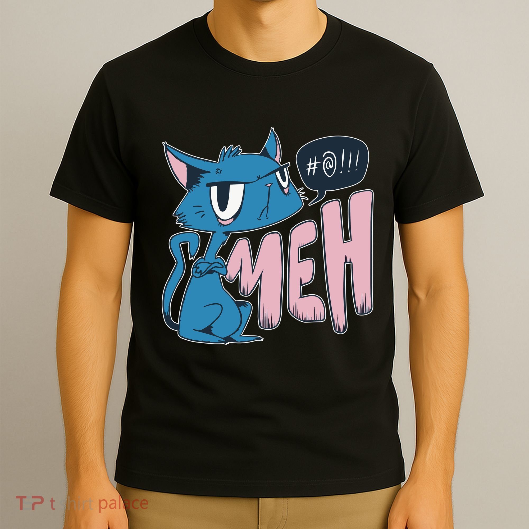 Funny Angry Meh Cat Comic T-Shirt