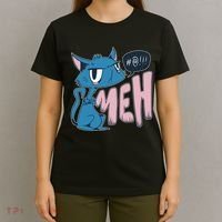 Funny Angry Meh Cat Comic T-Shirt thumb 4