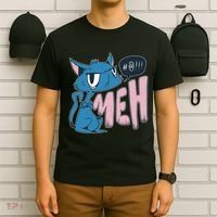 Funny Angry Meh Cat Comic T-Shirt thumb 6