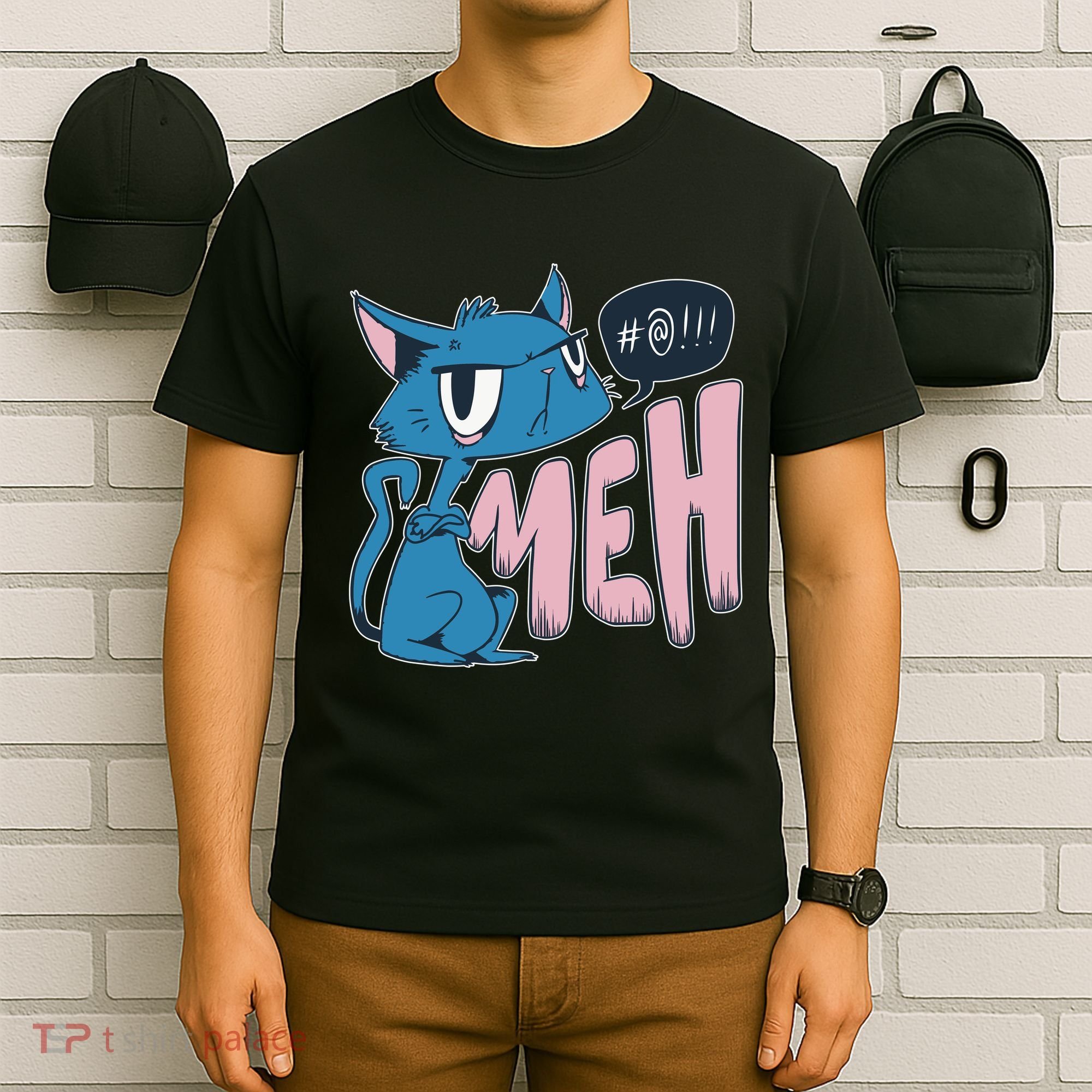Funny Angry Meh Cat Comic T-Shirt