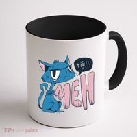 Funny Angry Meh Cat Comic Coffee Mug thumb 1