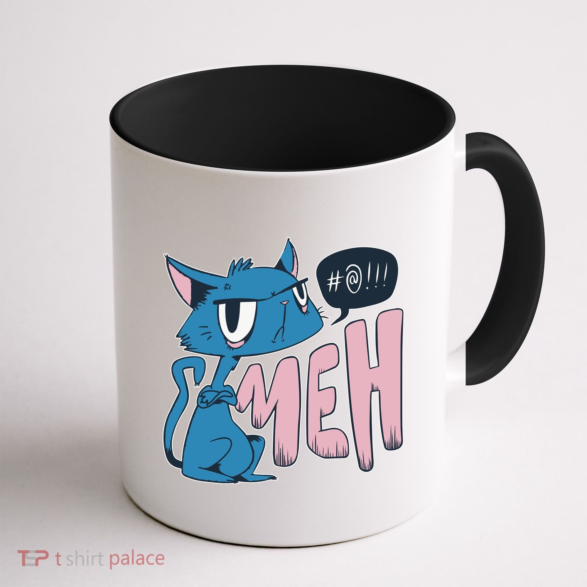 Funny Angry Meh Cat Comic Coffee Mug