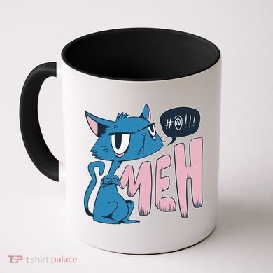 Funny Angry Meh Cat Comic Coffee Mug