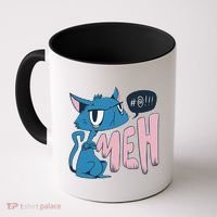 Funny Angry Meh Cat Comic Coffee Mug thumb 0