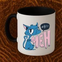 Funny Angry Meh Cat Comic Coffee Mug thumb 2