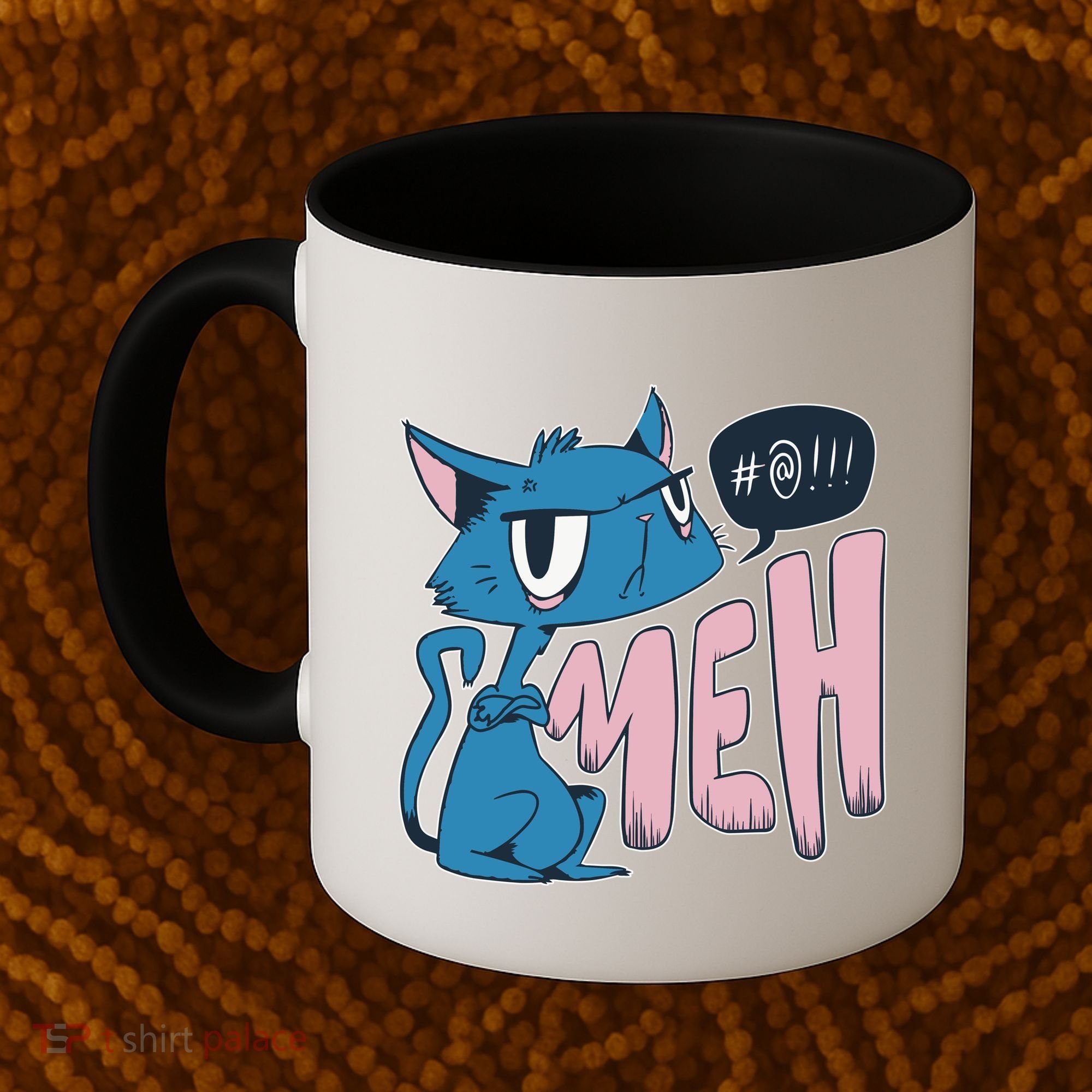 Funny Angry Meh Cat Comic Coffee Mug