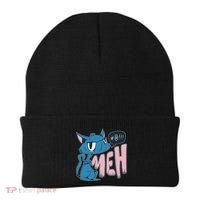 Funny Angry Meh Cat Comic Beanie thumb 0