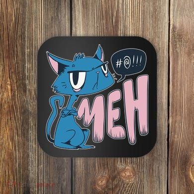 Funny Angry Meh Cat Comic Coaster