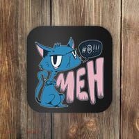 Funny Angry Meh Cat Comic Coaster thumb 0