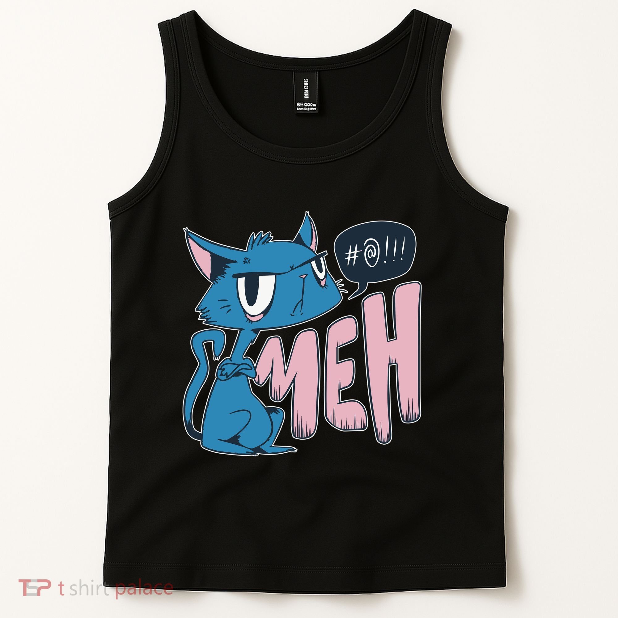 Funny Angry Meh Cat Comic Tank Top