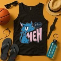 Funny Angry Meh Cat Comic Tank Top thumb 4