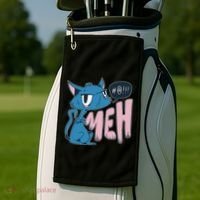 Funny Angry Meh Cat Comic Golf Towel thumb 2