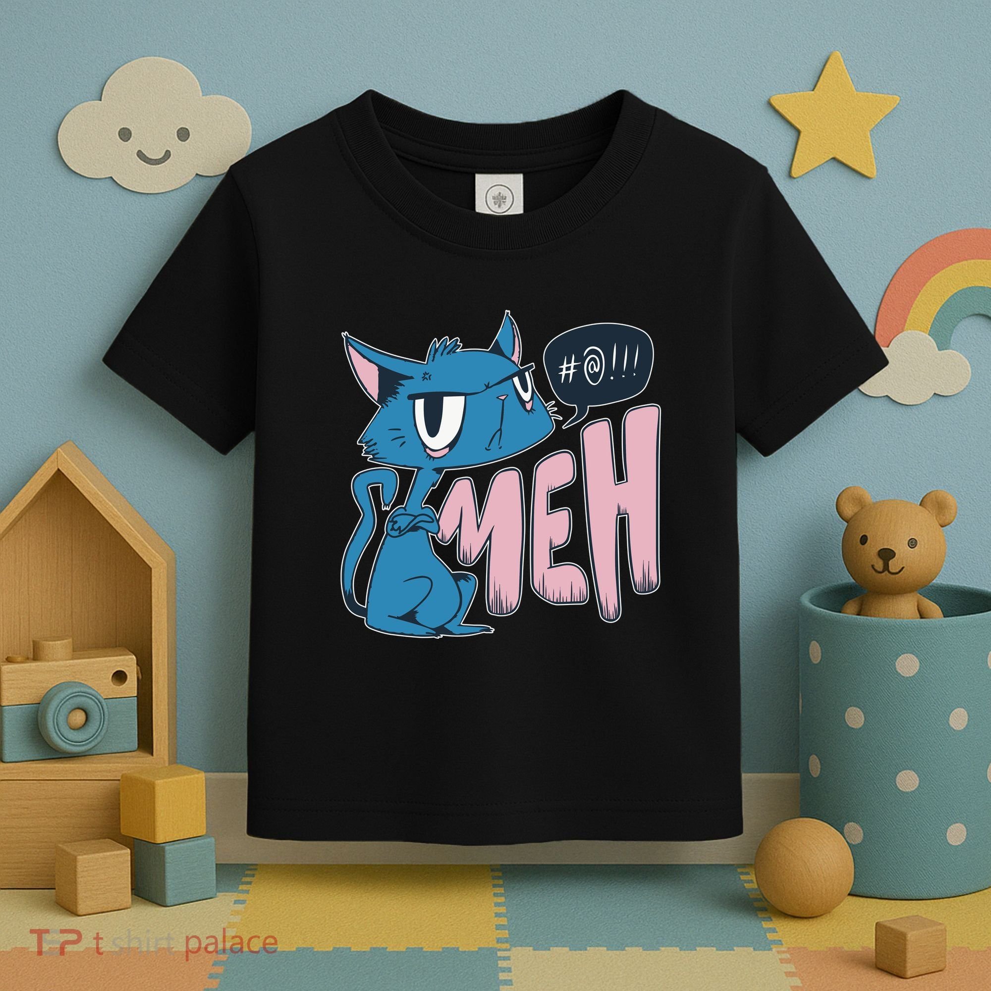 Funny Angry Meh Cat Comic Toddler T-Shirt