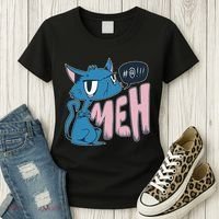 Funny Angry Meh Cat Comic Women's T-Shirt thumb 3