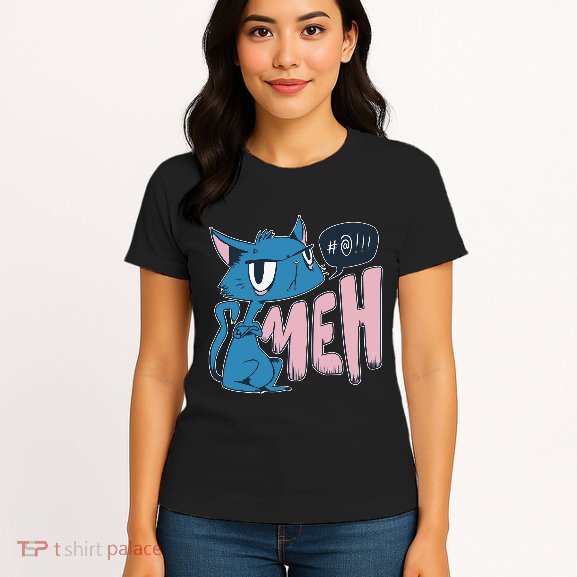Funny Angry Meh Cat Comic Women's T-Shirt