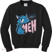 Funny Angry Meh Cat Comic Kids Sweatshirt thumb 0