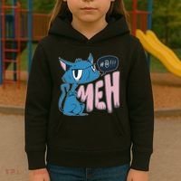 Funny Angry Meh Cat Comic Kids Hoodie thumb 3