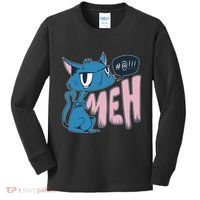Funny Angry Meh Cat Comic Kids Long Sleeve Shirt thumb 0