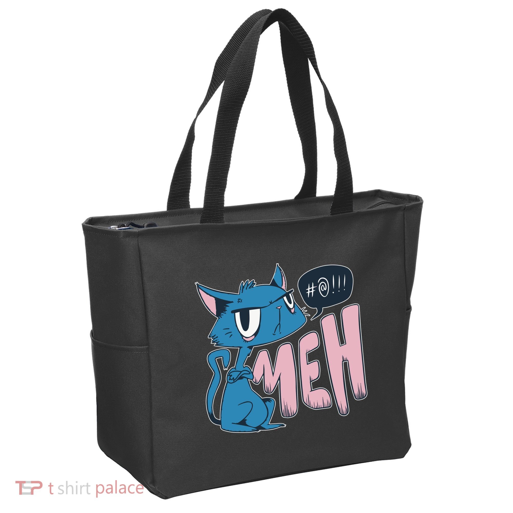 Funny Angry Meh Cat Comic Tote Bag
