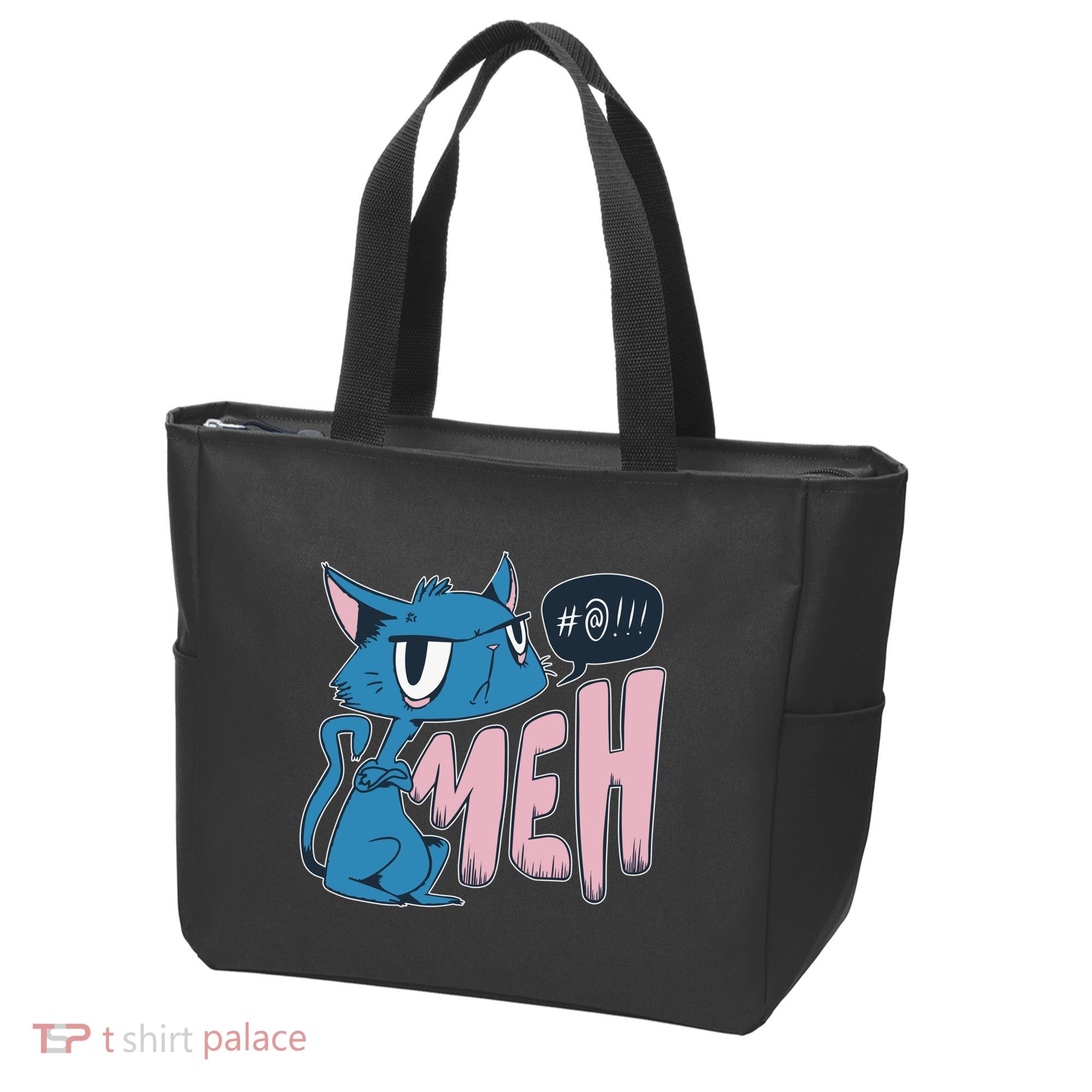 Funny Angry Meh Cat Comic Tote Bag