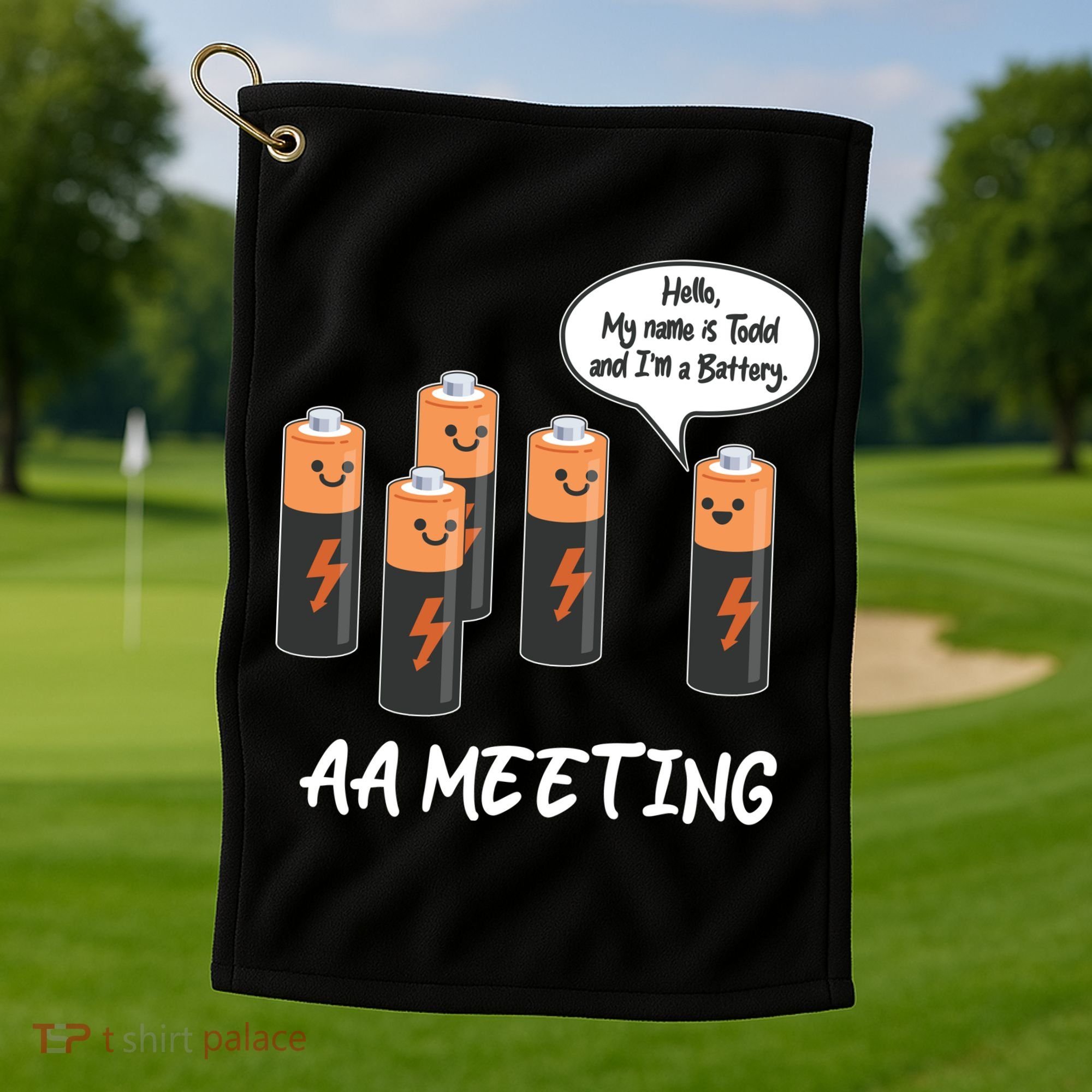 Funny AA Meeting AA Batteries Golf Towel