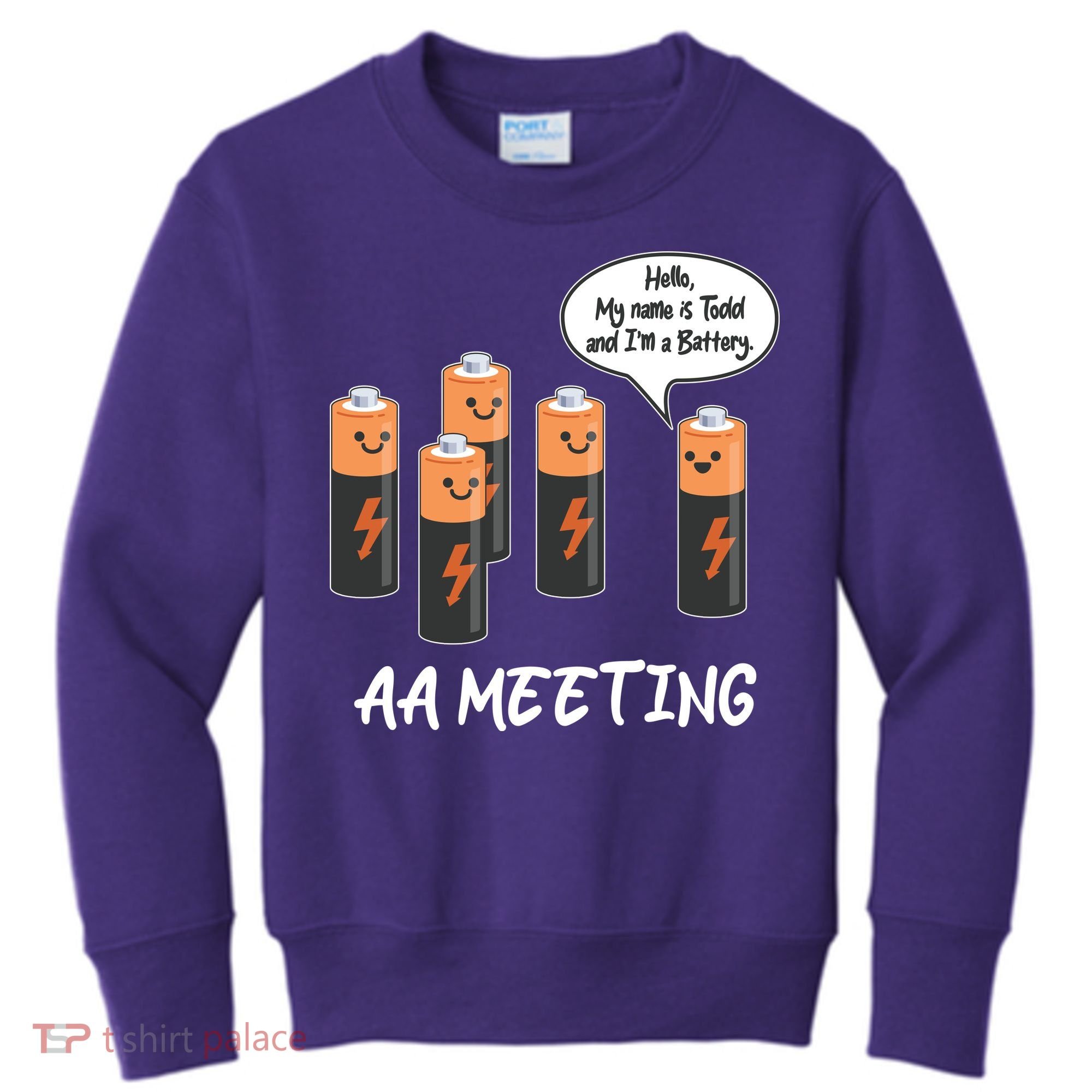 Funny AA Meeting AA Batteries Kids Sweatshirt